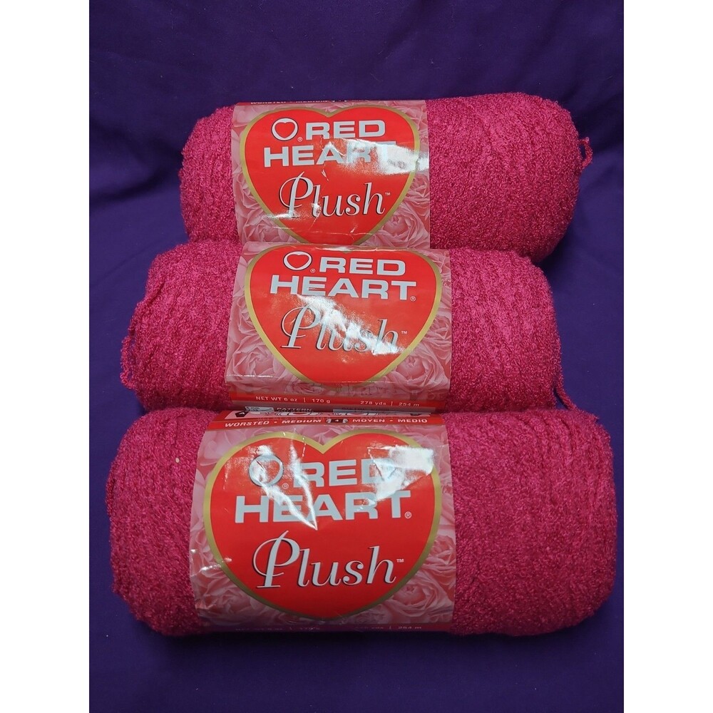 Lot of 3 Skeins Red Heart Plush Yarn Grenadine 6 oz Skein  Machine Wash & Dry